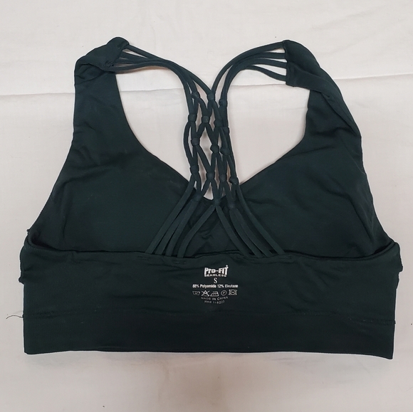 Emerald Green Sports Bra w/ Knotted Lattice Strap Detail - Picture 2 of 4